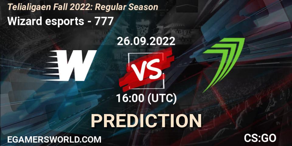Wizard esports vs 777: Match Prediction. 26.09.22, CS2 (CS:GO), Telialigaen Fall 2022: Regular Season