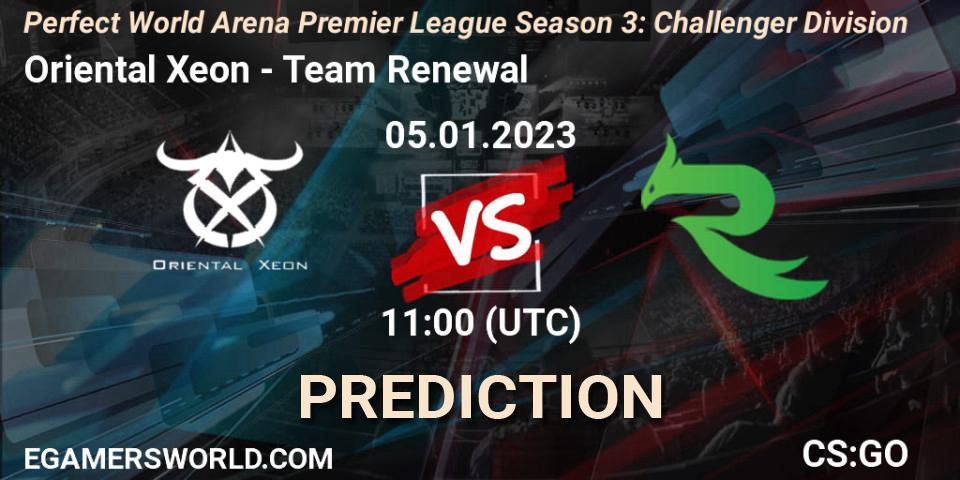 Oriental Xeon vs Team Renewal: Match Prediction. 05.01.2023 at 11:00, Counter-Strike (CS2), Perfect World Arena Premier League Season 3: Challenger Division