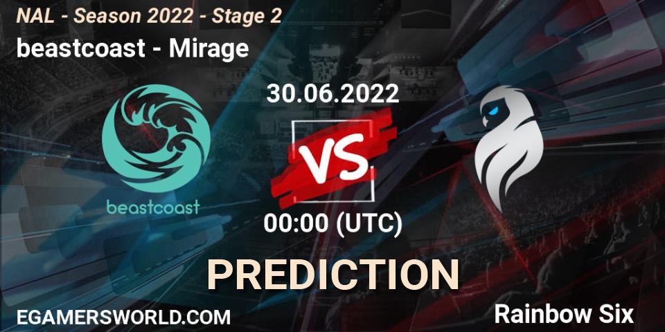 beastcoast vs Mirage: Match Prediction. 30.06.2022 at 00:00, Rainbow Six, NAL - Season 2022 - Stage 2