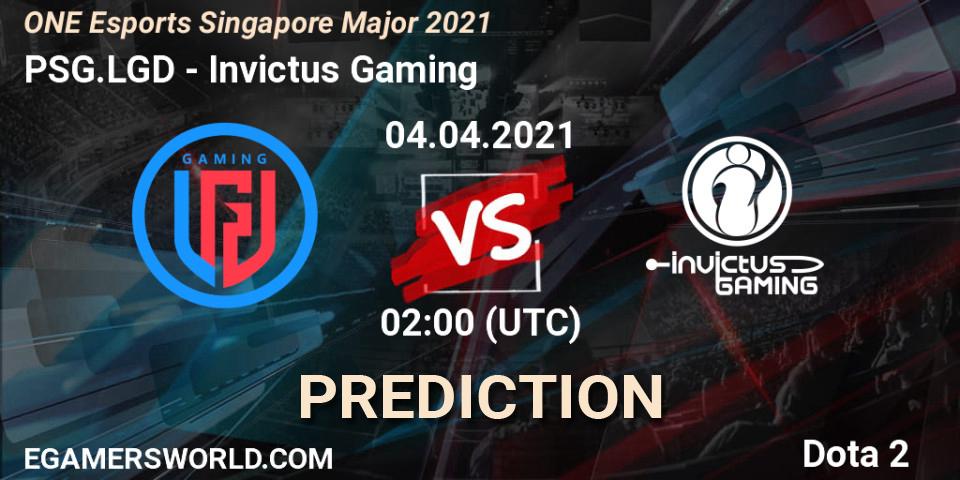 PSG.LGD vs Invictus Gaming: Match Prediction. 04.04.2021 at 02:00, Dota 2, ONE Esports Singapore Major 2021