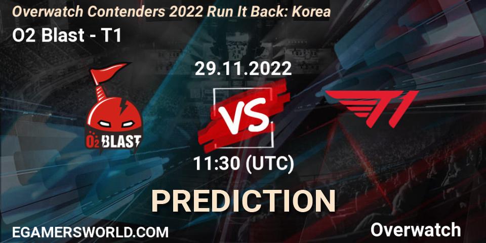 O2 Blast vs T1: Match Prediction. 29.11.2022 at 11:15, Overwatch, Overwatch Contenders 2022 Run It Back: Korea