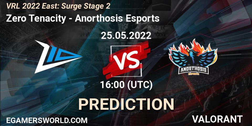 Zero Tenacity vs Anorthosis Esports: Match Prediction. 25.05.2022 at 16:00, VALORANT, VRL 2022 East: Surge Stage 2