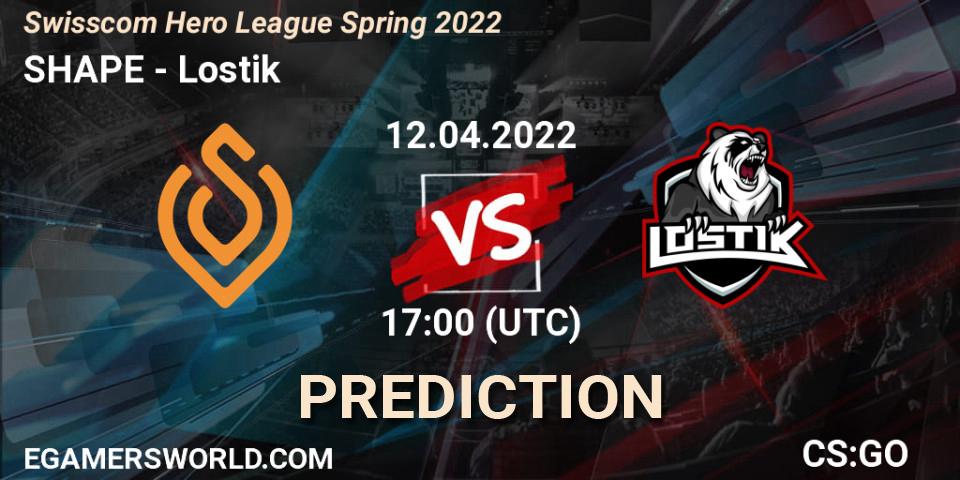 SHAPE vs Lostik: Match Prediction. 12.04.2022 at 17:00, Counter-Strike (CS2), Swisscom Hero League Season 1