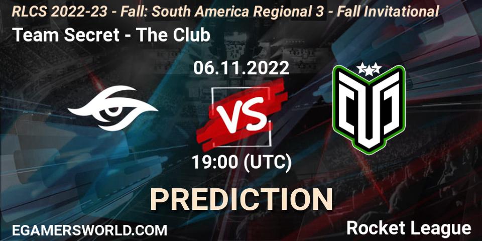 Team Secret vs The Club: Match Prediction. 06.11.2022 at 19:00, Rocket League, RLCS 2022-23 - Fall: South America Regional 3 - Fall Invitational