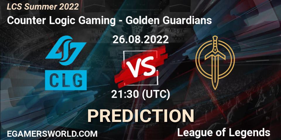 Counter Logic Gaming vs Golden Guardians: Match Prediction. 26.08.22, LoL, LCS Summer 2022