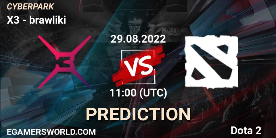X3 vs brawliki: Match Prediction. 29.08.2022 at 11:14, Dota 2, CYBERPARK