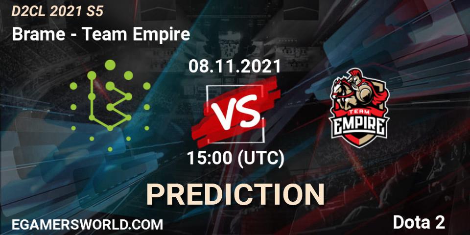 Brame vs Team Empire: Match Prediction. 08.11.2021 at 15:01, Dota 2, Dota 2 Champions League 2021 Season 5