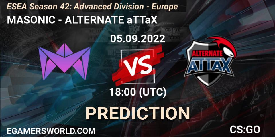 MASONIC vs ALTERNATE aTTaX: Match Prediction. 05.09.2022 at 18:00, Counter-Strike (CS2), ESEA Season 42: Advanced Division - Europe