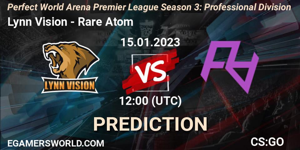 Lynn Vision vs Rare Atom: Match Prediction. 15.01.2023 at 12:30, Counter-Strike (CS2), Perfect World Arena Premier League Season 3: Professional Division