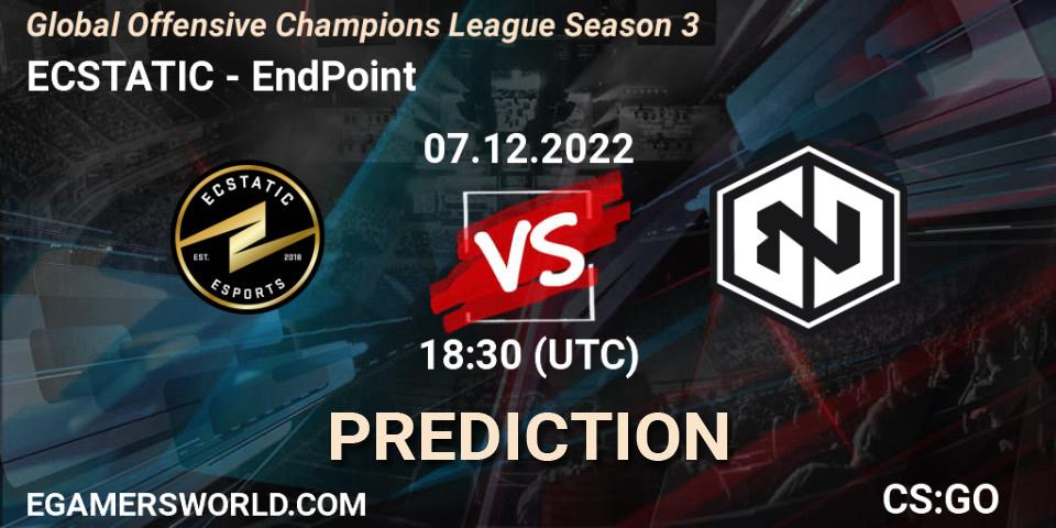ECSTATIC vs EndPoint: Match Prediction. 07.12.2022 at 18:30, Counter-Strike (CS2), Global Offensive Champions League Season 3
