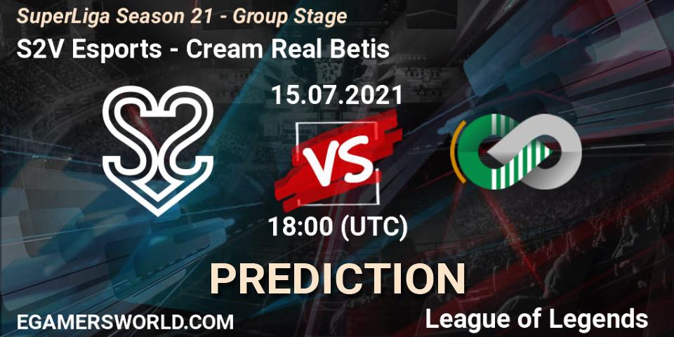 S2V Esports vs Cream Real Betis: Match Prediction. 15.07.21, LoL, SuperLiga Season 21 - Group Stage 