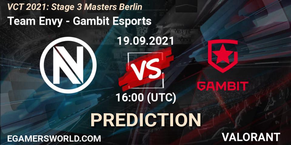 Team Envy vs Gambit Esports: Match Prediction. 19.09.2021 at 16:00, VALORANT, VCT 2021: Stage 3 Masters Berlin