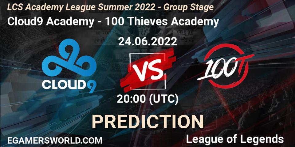 Cloud9 Academy vs 100 Thieves Academy: Match Prediction. 24.06.2022 at 20:00, LoL, LCS Academy League Summer 2022 - Group Stage
