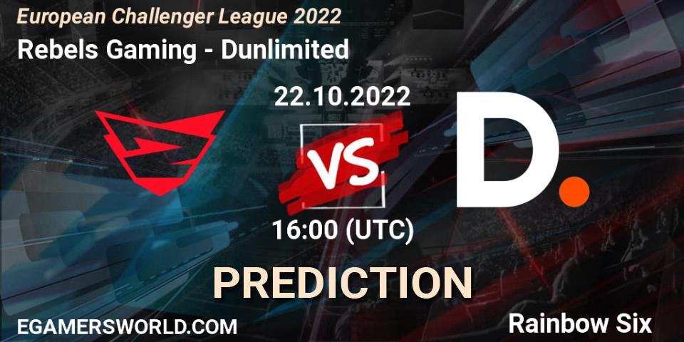 Rebels Gaming vs Dunlimited: Match Prediction. 22.10.2022 at 16:00, Rainbow Six, European Challenger League 2022