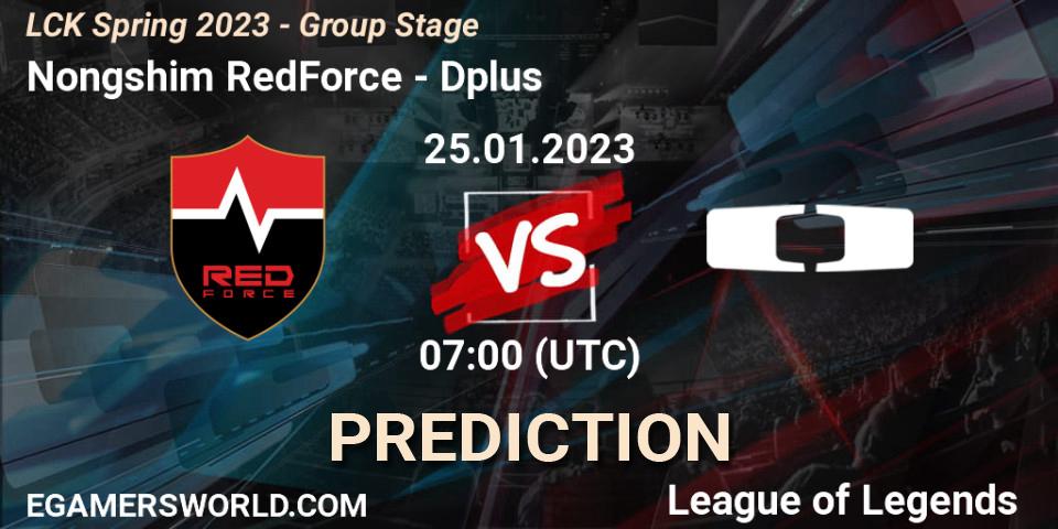 Nongshim RedForce vs Dplus: Match Prediction. 25.01.2023 at 08:00, LoL, LCK Spring 2023 - Group Stage