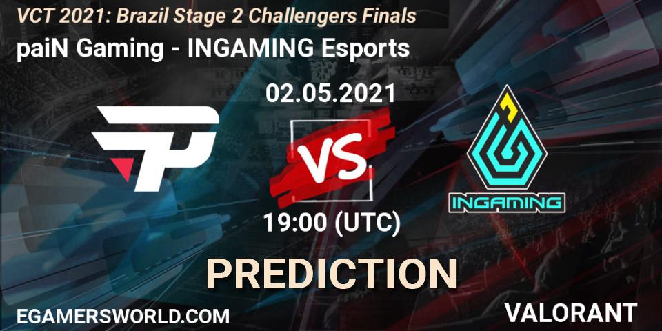 paiN Gaming vs INGAMING Esports: Match Prediction. 02.05.2021 at 19:00, VALORANT, VCT 2021: Brazil Stage 2 Challengers Finals
