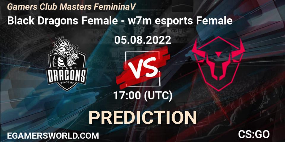 Black Dragons Female vs w7m esports Female: Match Prediction. 05.08.22, CS2 (CS:GO), Gamers Club Masters Feminina V