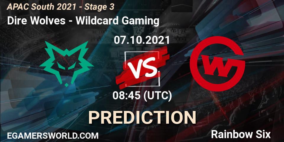 Dire Wolves vs Wildcard Gaming: Match Prediction. 07.10.2021 at 08:30, Rainbow Six, APAC South 2021 - Stage 3