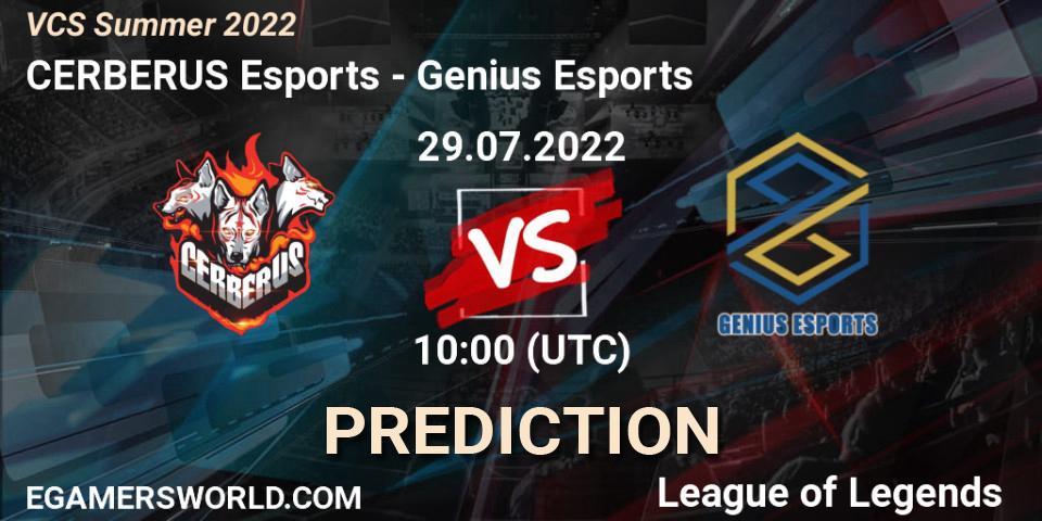 CERBERUS Esports vs Genius Esports: Match Prediction. 29.07.2022 at 10:00, LoL, VCS Summer 2022