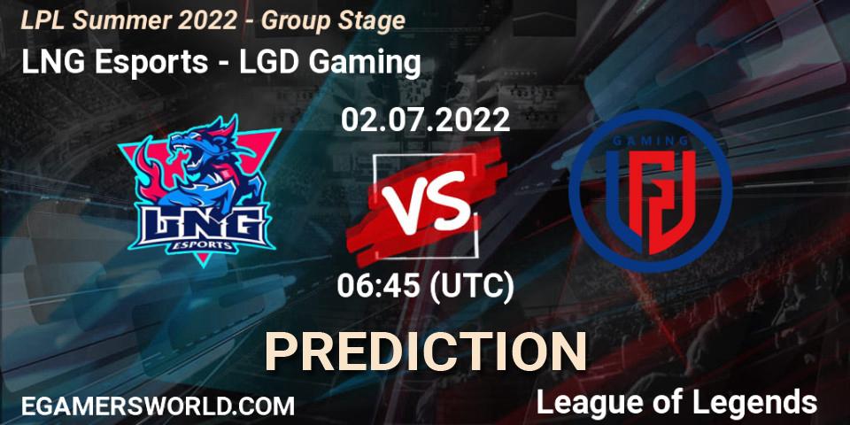 LNG Esports vs LGD Gaming: Match Prediction. 02.07.22, LoL, LPL Summer 2022 - Group Stage