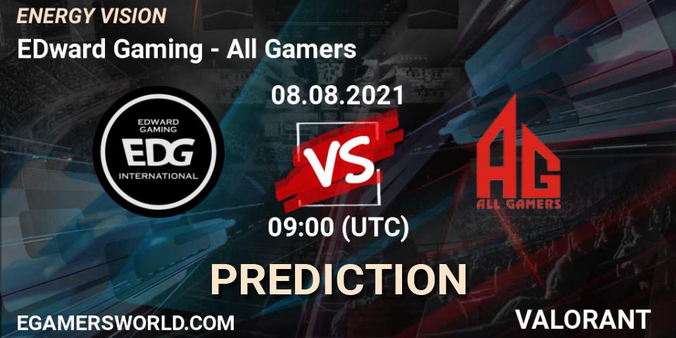 EDward Gaming vs All Gamers: Match Prediction. 08.08.2021 at 09:00, VALORANT, ENERGY VISION