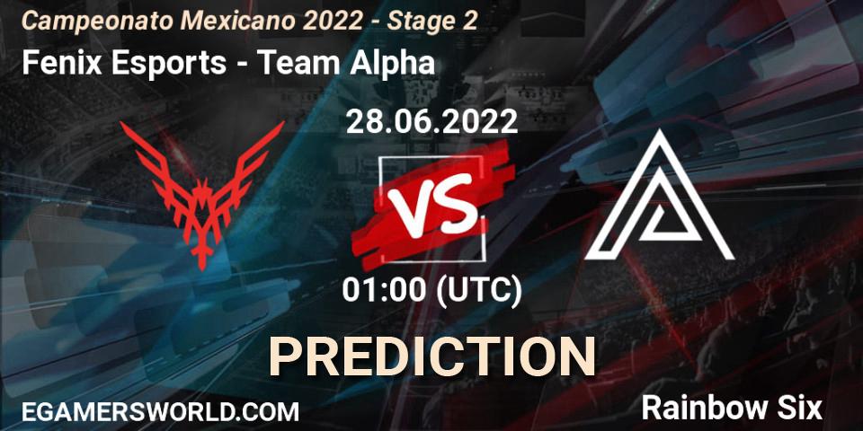 Fenix Esports vs Team Alpha: Match Prediction. 28.06.2022 at 00:00, Rainbow Six, Campeonato Mexicano 2022 - Stage 2