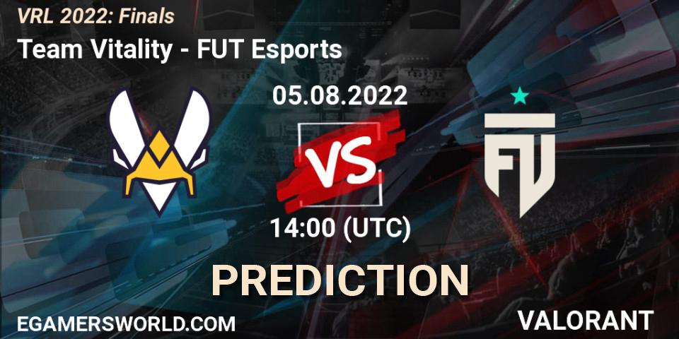 Team Vitality vs FUT Esports: Match Prediction. 05.08.2022 at 14:00, VALORANT, VRL 2022: Finals