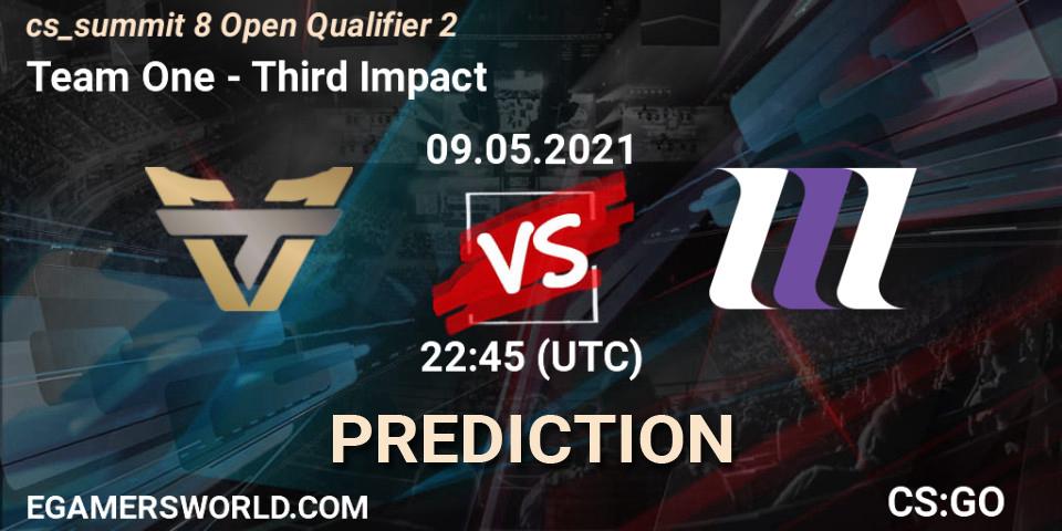 Team One vs Third Impact: Match Prediction. 09.05.2021 at 22:45, Counter-Strike (CS2), cs_summit 8 Open Qualifier 2