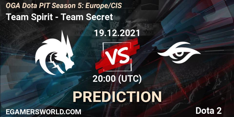 Team Spirit vs Team Secret: Match Prediction. 19.12.21, Dota 2, OGA Dota PIT Season 5: Europe/CIS