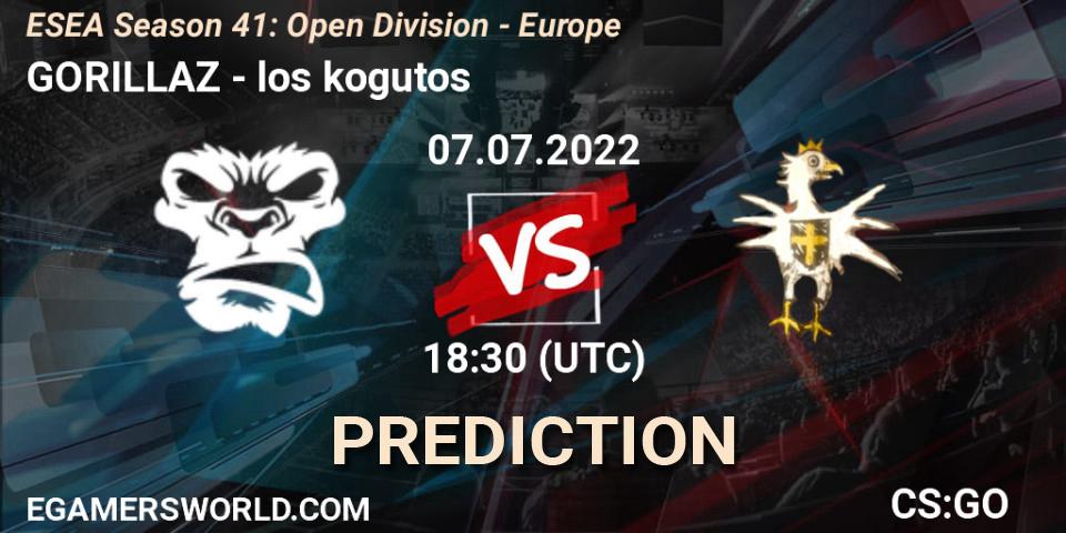 GORILLAZ vs los kogutos: Match Prediction. 11.07.2022 at 15:00, Counter-Strike (CS2), ESEA Season 41: Open Division - Europe