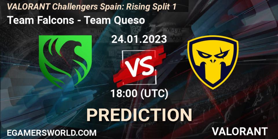 Falcons vs Team Queso: Match Prediction. 24.01.2023 at 18:00, VALORANT, VALORANT Challengers 2023 Spain: Rising Split 1