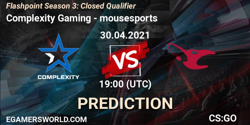 Complexity Gaming vs mousesports: Match Prediction. 30.04.21, CS2 (CS:GO), Flashpoint Season 3: Closed Qualifier