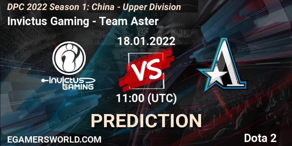 Invictus Gaming vs Team Aster: Match Prediction. 18.01.22, Dota 2, DPC 2022 Season 1: China - Upper Division
