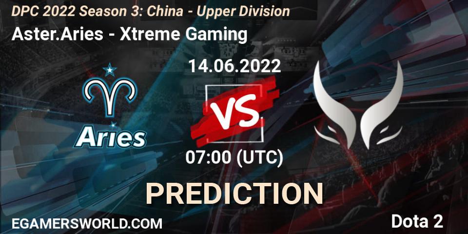 Aster.Aries vs Xtreme Gaming: Match Prediction. 14.06.2022 at 07:00, Dota 2, DPC 2021/2022 China Tour 3: Division I