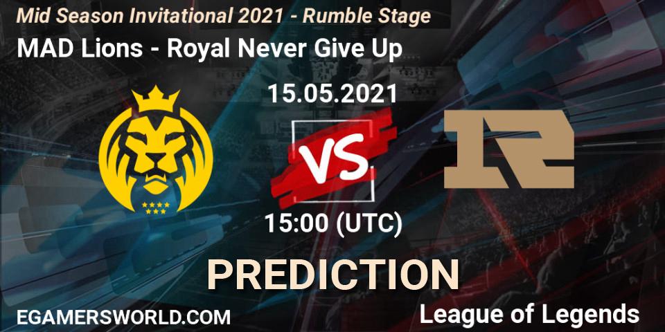 MAD Lions vs Royal Never Give Up: Match Prediction. 15.05.2021 at 15:00, LoL, Mid Season Invitational 2021 - Rumble Stage
