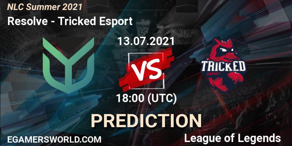 Resolve vs Tricked Esport: Match Prediction. 13.07.2021 at 18:00, LoL, NLC Summer 2021
