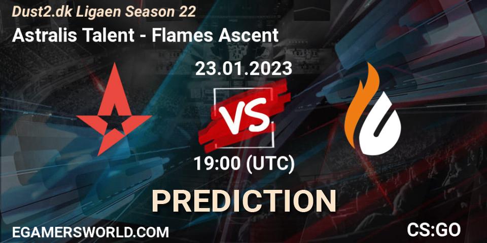 Astralis Talent vs Flames Ascent: Match Prediction. 23.01.2023 at 19:00, Counter-Strike (CS2), Dust2.dk Ligaen Season 22