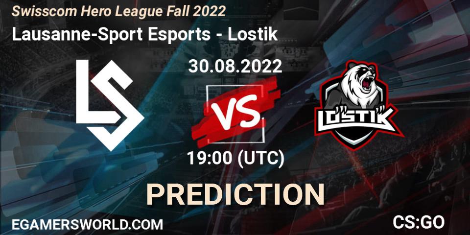 Lausanne-Sport Esports vs Lostik: Match Prediction. 30.08.2022 at 19:00, Counter-Strike (CS2), Swisscom Hero League Fall 2022