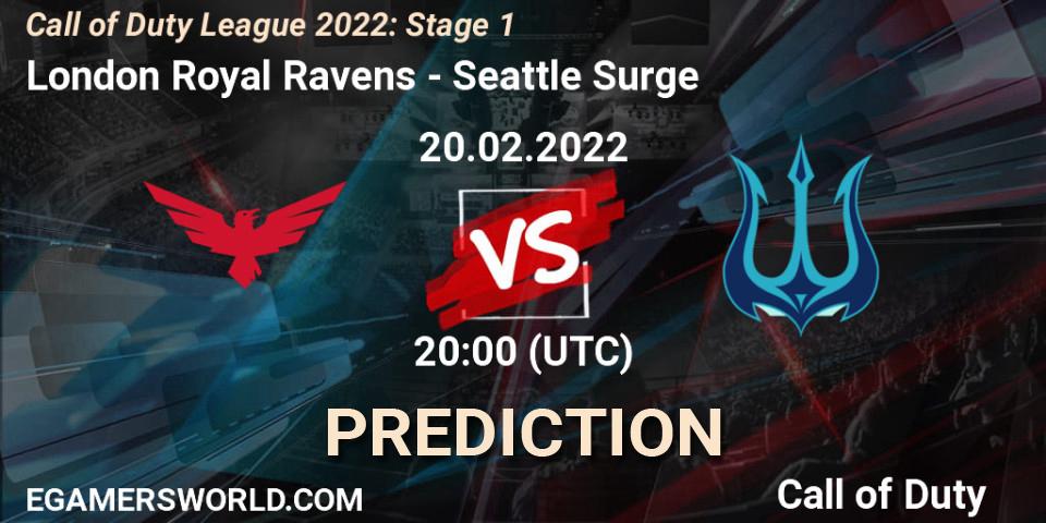 London Royal Ravens vs Seattle Surge: Match Prediction. 20.02.2022 at 20:00, Call of Duty, Call of Duty League 2022: Stage 1