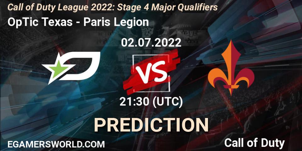 OpTic Texas vs Paris Legion: Match Prediction. 02.07.2022 at 20:30, Call of Duty, Call of Duty League 2022: Stage 4