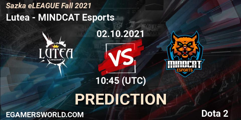 Lutea vs MINDCAT Esports: Match Prediction. 02.10.2021 at 10:45, Dota 2, Sazka eLEAGUE Fall 2021