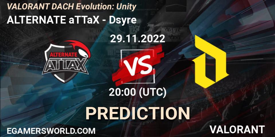 ALTERNATE aTTaX vs Dsyre: Match Prediction. 29.11.22, VALORANT, VALORANT DACH Evolution: Unity