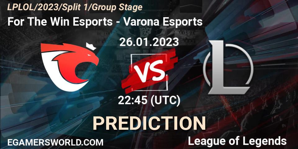 For The Win Esports vs Varona Esports: Match Prediction. 26.01.2023 at 22:45, LoL, LPLOL Split 1 2023 - Group Stage