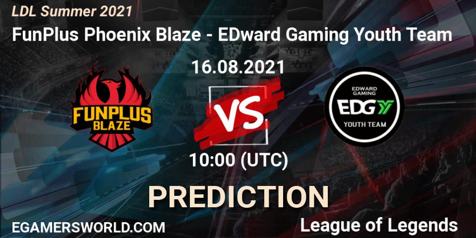 FunPlus Phoenix Blaze vs EDward Gaming Youth Team: Match Prediction. 16.08.2021 at 10:40, LoL, LDL Summer 2021