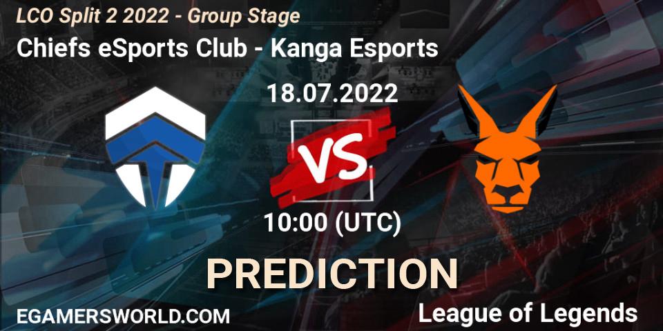 Chiefs eSports Club vs Kanga Esports: Match Prediction. 18.07.2022 at 10:00, LoL, LCO Split 2 2022 - Group Stage