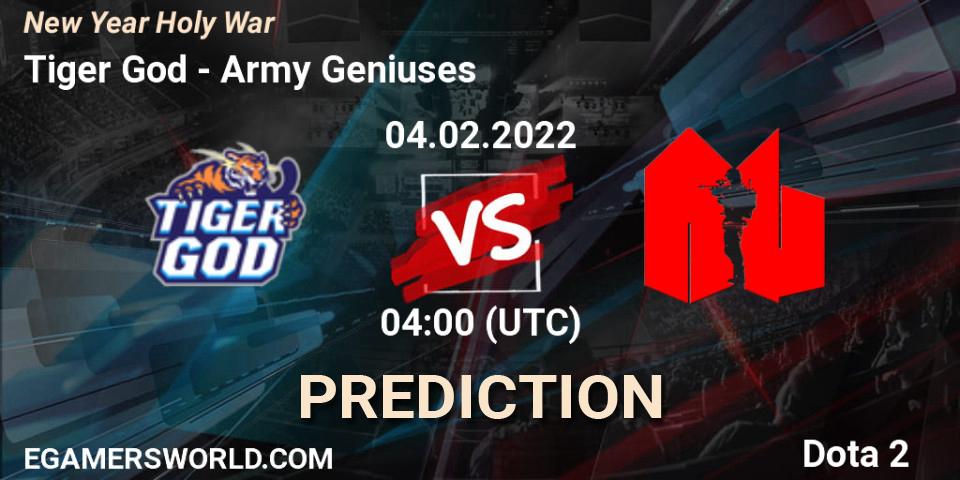 Tiger God vs Army Geniuses: Match Prediction. 04.02.2022 at 04:20, Dota 2, New Year Holy War