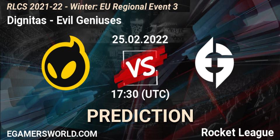 Dignitas vs Evil Geniuses: Match Prediction. 25.02.22, Rocket League, RLCS 2021-22 - Winter: EU Regional Event 3