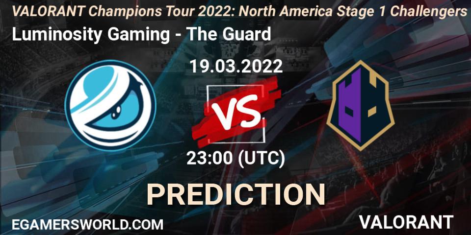 Luminosity Gaming vs The Guard: Match Prediction. 19.03.2022 at 23:00, VALORANT, VCT 2022: North America Stage 1 Challengers