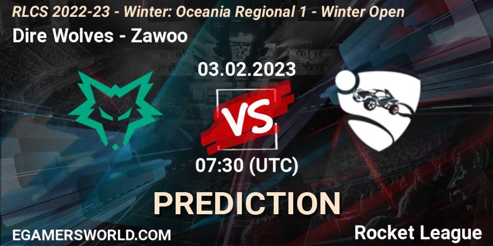 Dire Wolves vs Zawoo: Match Prediction. 03.02.2023 at 07:30, Rocket League, RLCS 2022-23 - Winter: Oceania Regional 1 - Winter Open