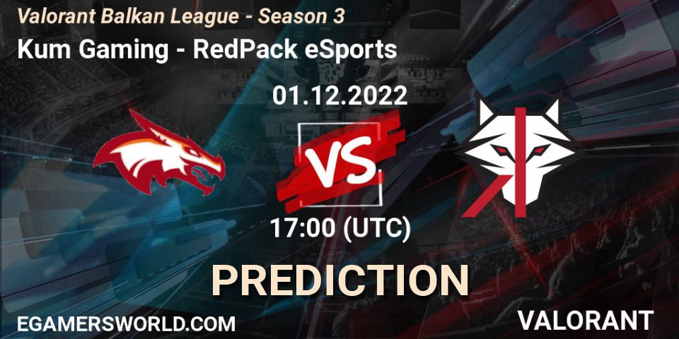 Kum Gaming vs RedPack eSports: Match Prediction. 01.12.22, VALORANT, Valorant Balkan League - Season 3